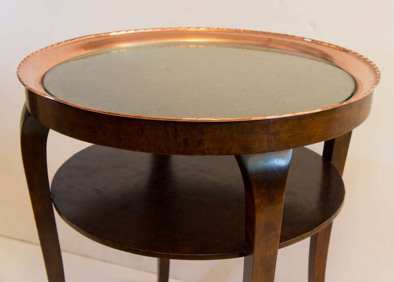 Swedish Jugendstil Hammered Copper Smoking Table