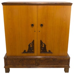 Vintage Golden Ash Art Deco Armoire, Sweden 1935