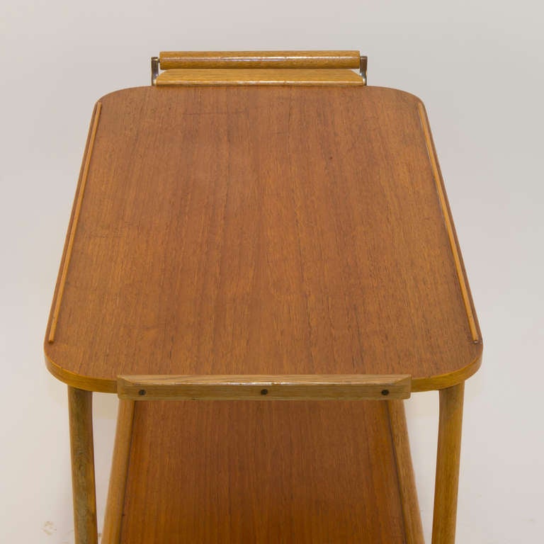 mid century teak bar cart