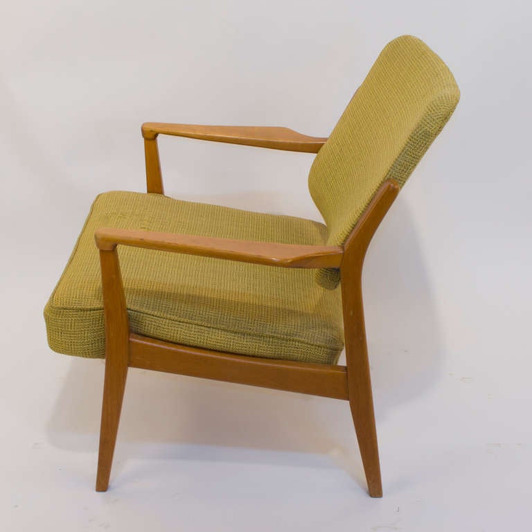 Scandinavian Modern Mid-Century Modern Armchair in Vintage Upholstery For Sale