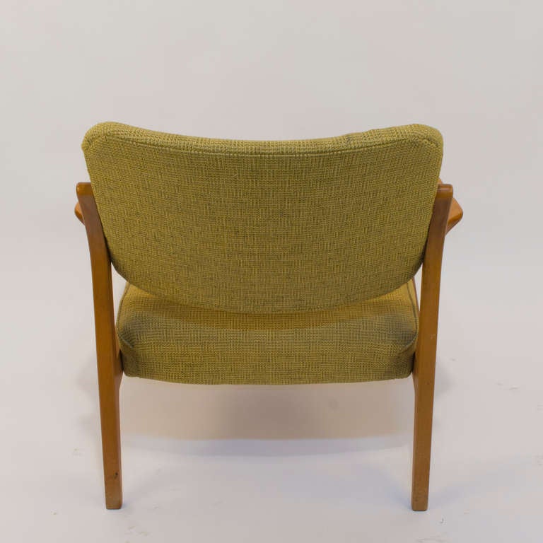 Swedish Mid-Century Modern Armchair in Vintage Upholstery For Sale