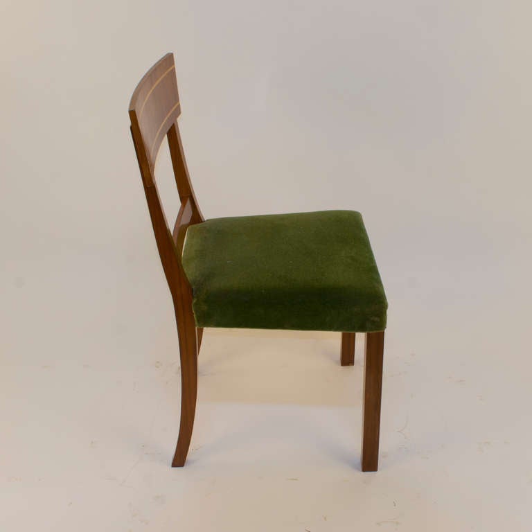 Swedish Walnut and Golden Birch Art Deco Dining Chairs