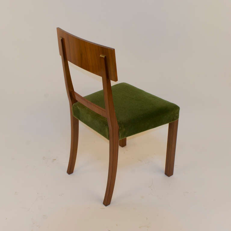 Walnut and Golden Birch Art Deco Dining Chairs In Excellent Condition In New York, NY