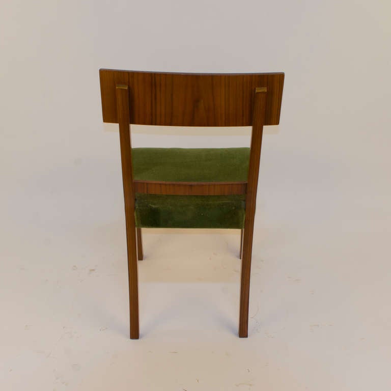 Mid-20th Century Walnut and Golden Birch Art Deco Dining Chairs
