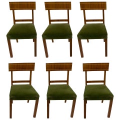 Walnut and Golden Birch Art Deco Dining Chairs