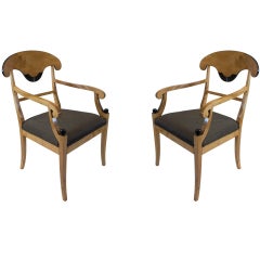 Birch Hand-Carved and Ebonized Biedermeier Dining Chairs
