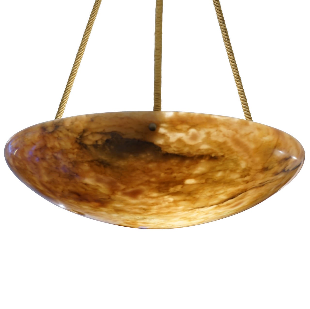 Swedish Golden Amber Jugendstil Alabaster Light Fixture, circa 1900