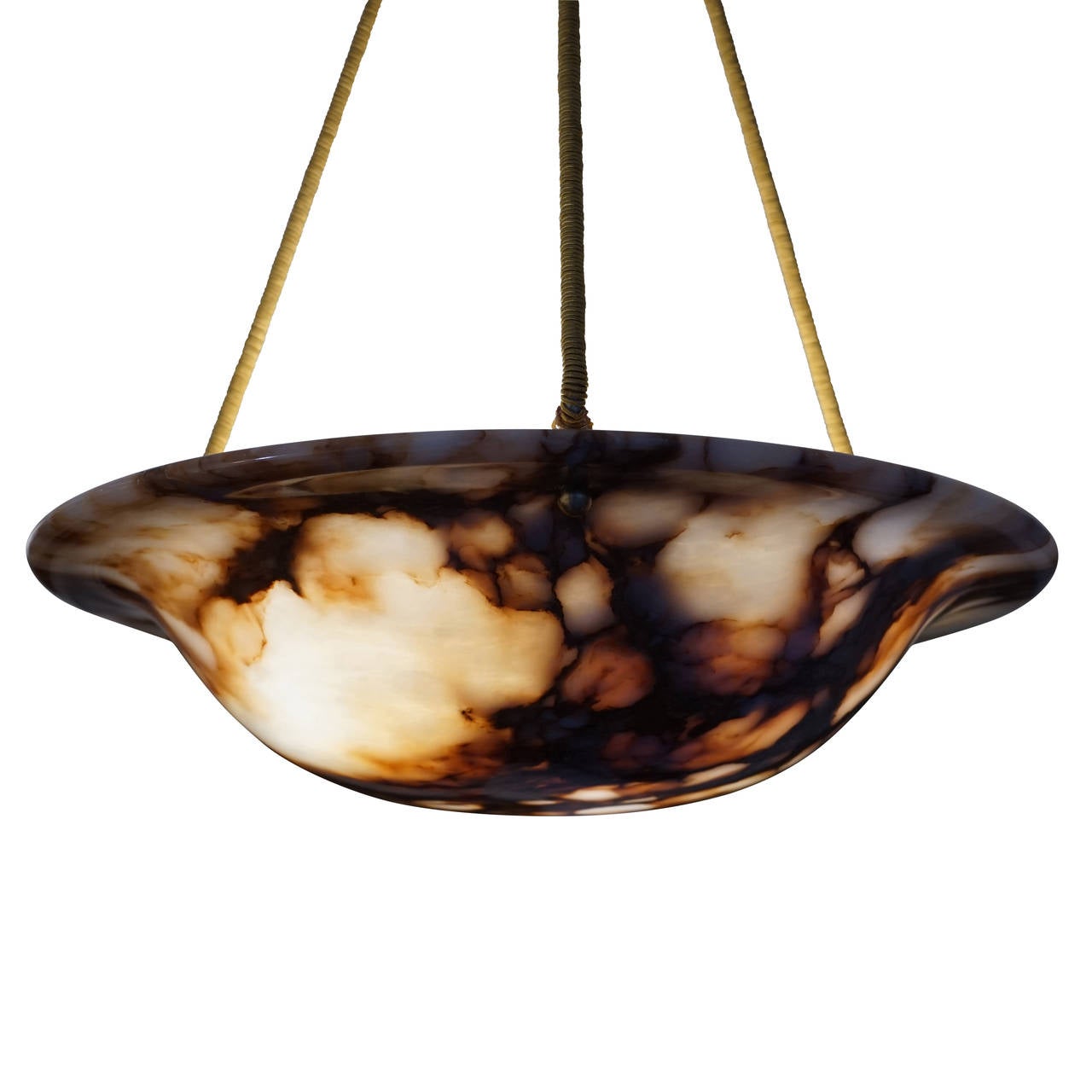 Swedish Jugendstil Calico Alabaster Chandelier, circa 1900