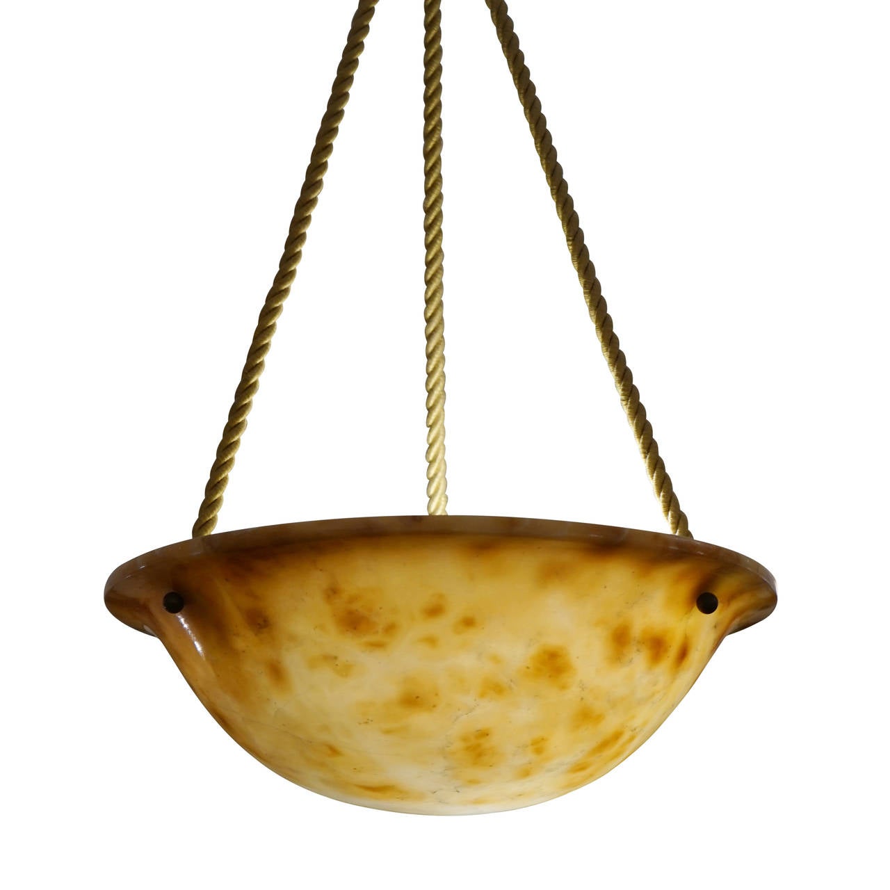 A tiny fixture which packs a punch, due to the unusual and lovely peach toned alabaster dotted with terracotta minerals. Recently electrified, this fixture holds one 40 watt incandescent bulb, or higher wattage LED bulb. Adjustment of the overall