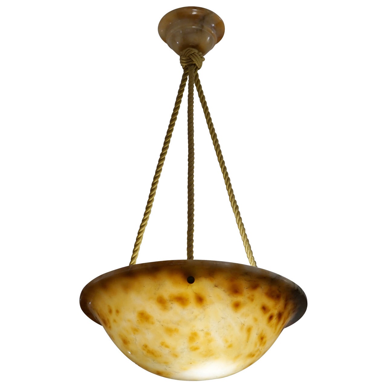 Peach Jugendstil Petite Alabaster Chandelier, circa 1900