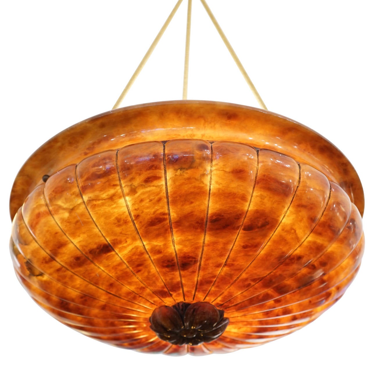 Swedish Amber Alabaster Light Fixture