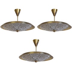 Set of Three Swedish Orrefors Light Fixtures