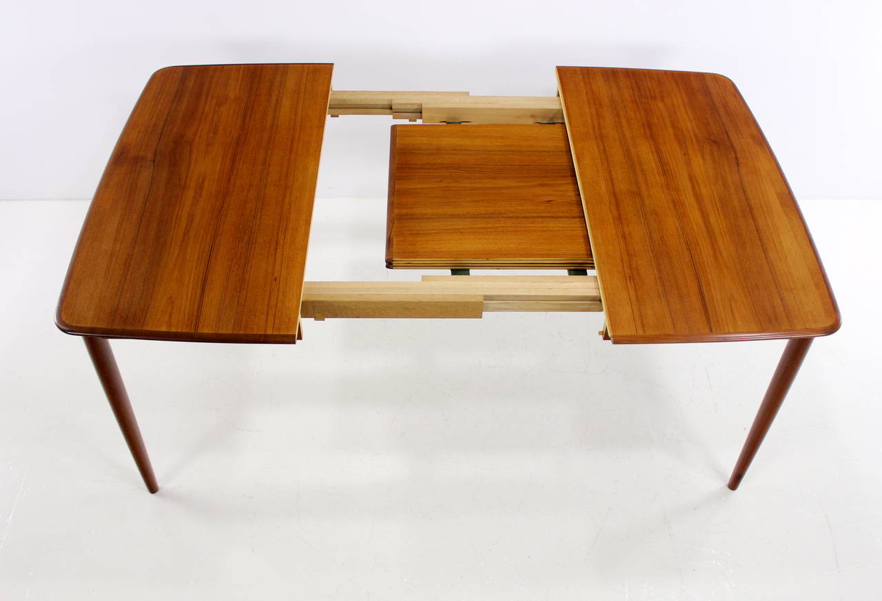 Danish Modern Teak Dining Table with Bi-Fold Leaf Designed by Rosengren Hansen For Sale 1