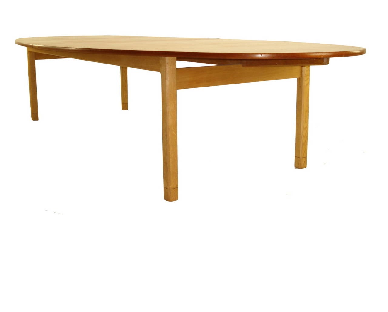 Impressive Danish Modern Teak and Oak Dining or Conference Table