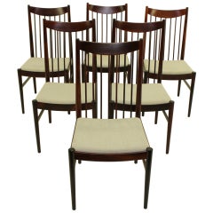 Set of Six Elegant Danish Modern Rosewood Dining Chairs Designed by Arne Vodder