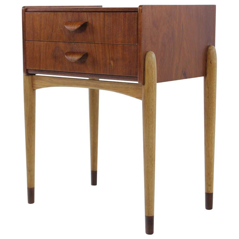 Danish Modern Teak and Oak Night Stand at 1stdibs