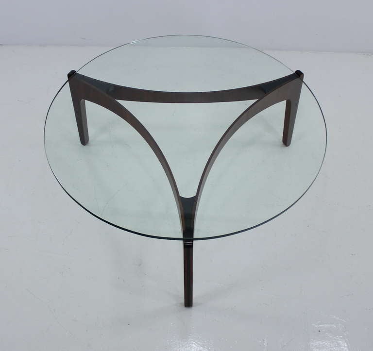 Danish Modern Walnut and Glass Coffee Table Designed by Sven Ellekaer For Sale at 1stDibs