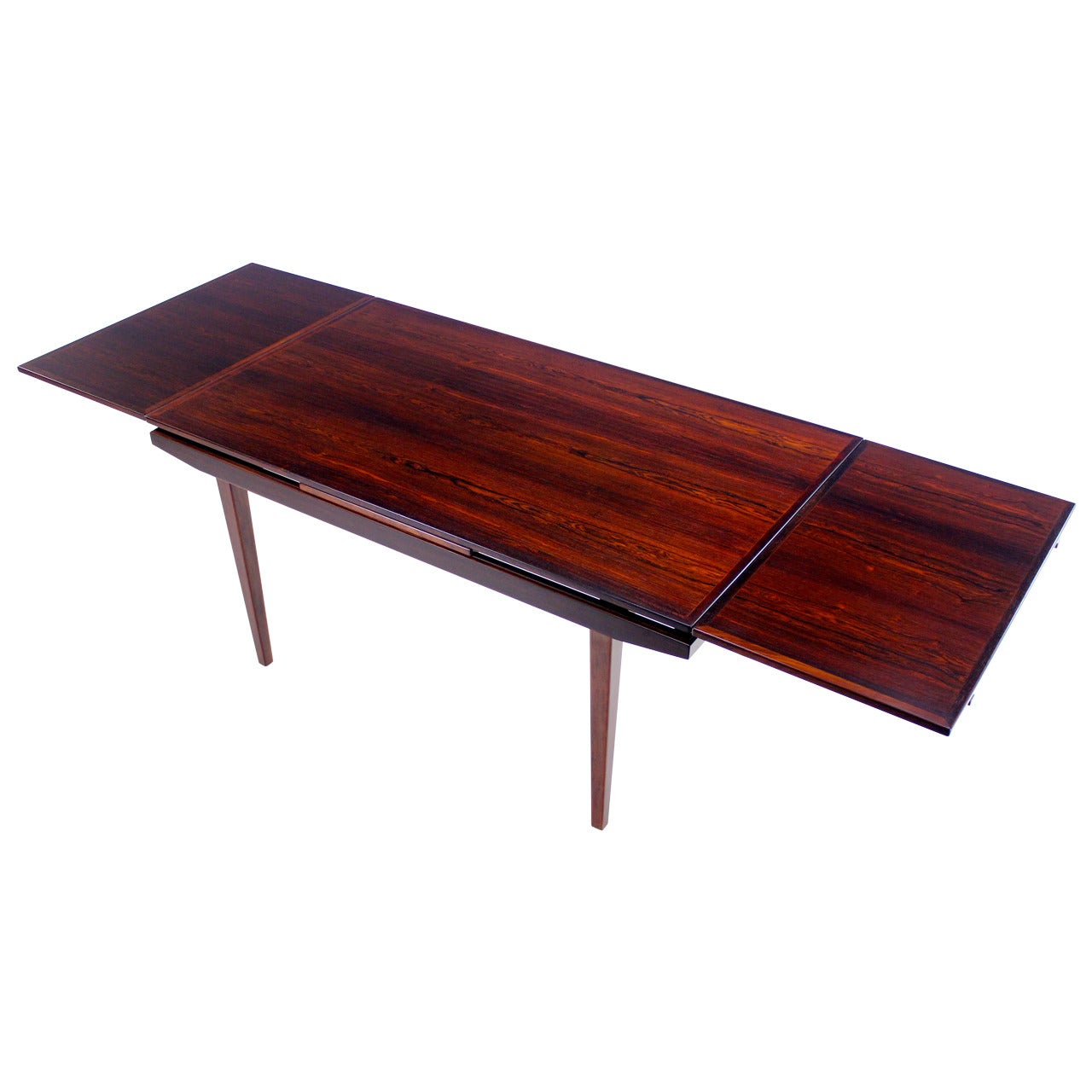 Danish Modern Rosewood Draw-Leaf Dining Table For Sale