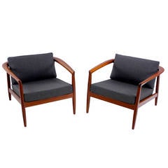 Pair of Danish Modern Teak Armchairs Designed by Folke Ohlsson for DUX