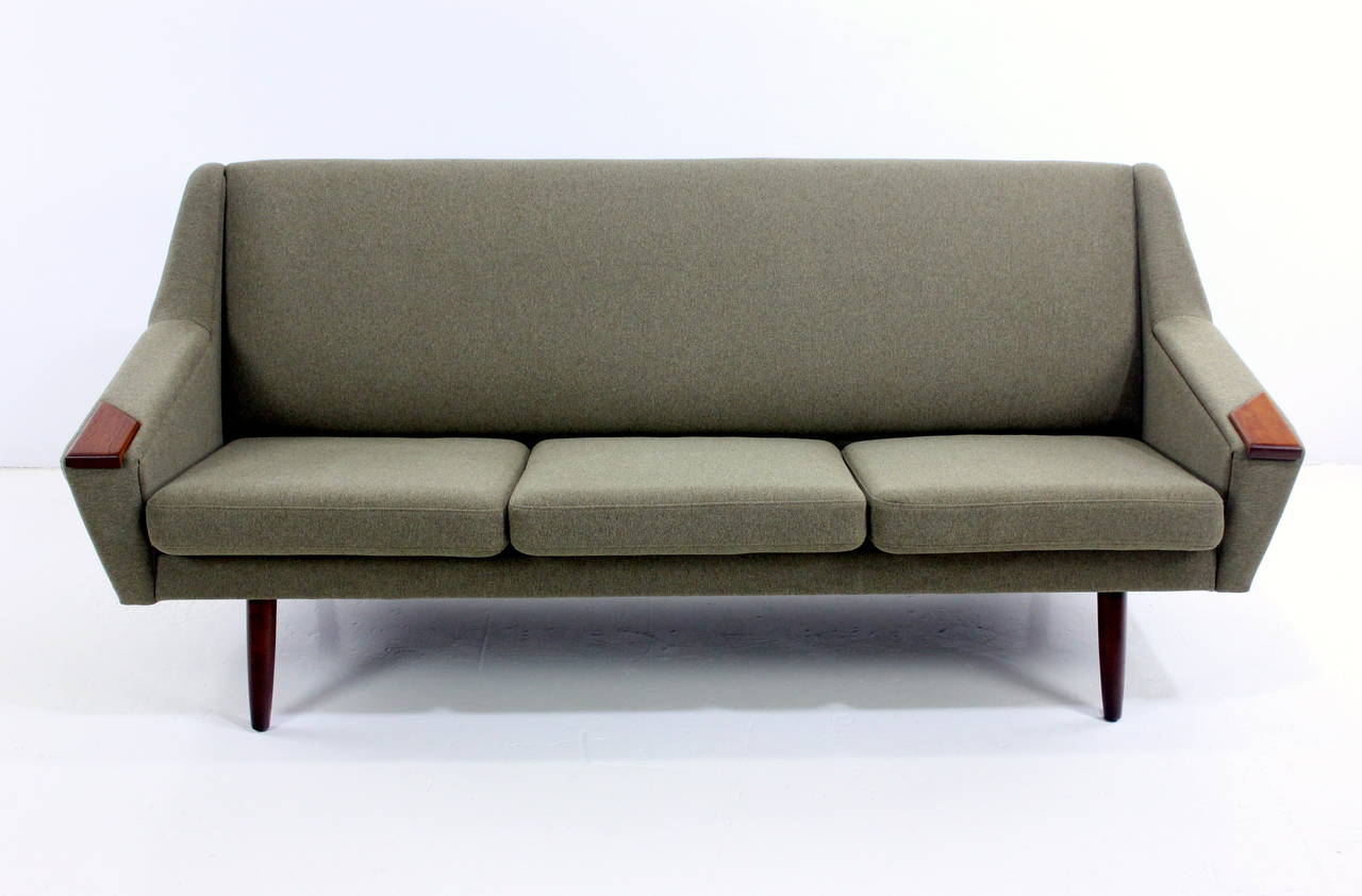 Classic Danish Modern Sofa with Teak Arm Accents