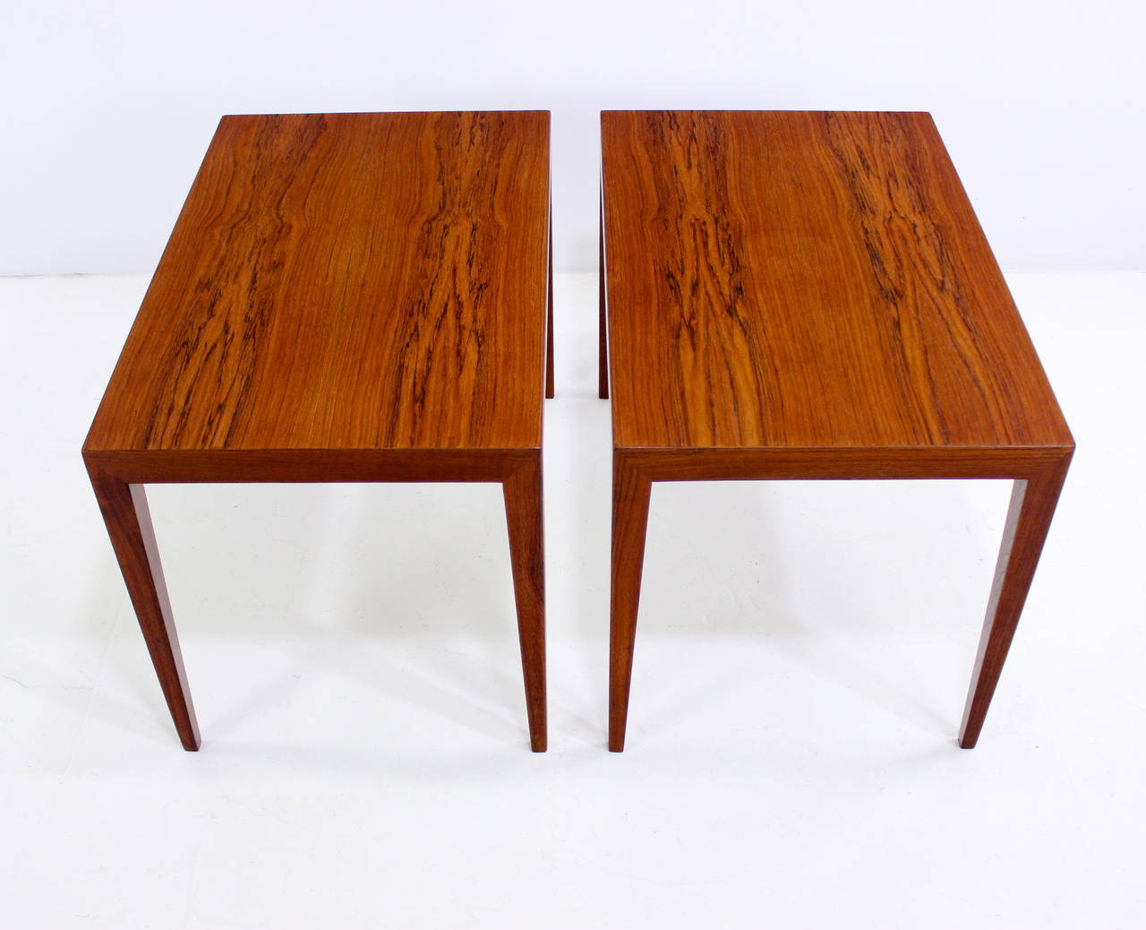 Scandinavian Modern Extraordinary Pair of Danish Modern End Tables Designed by Severin Hansen For Sale