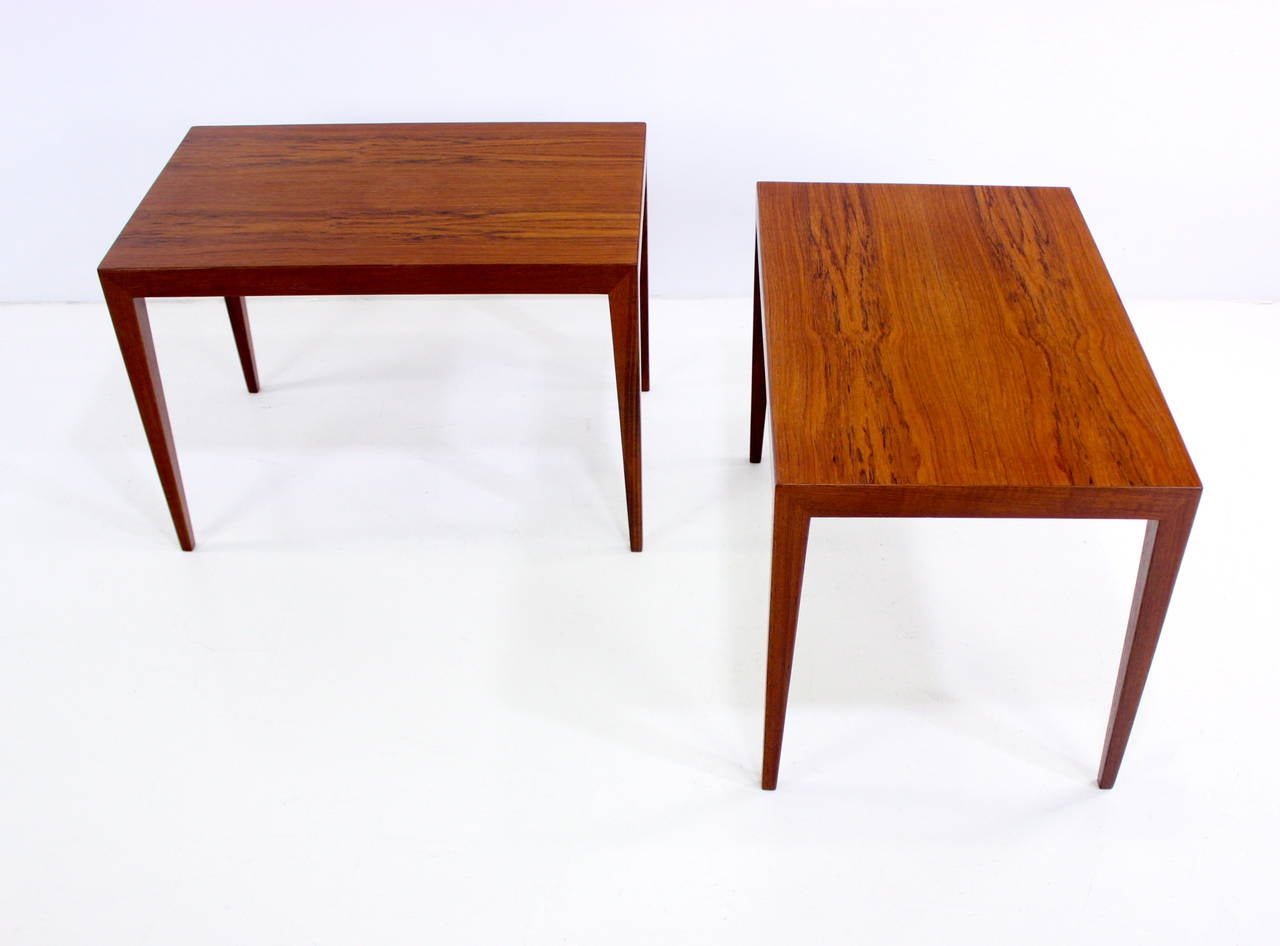 Extraordinary Pair of Danish Modern End Tables Designed by Severin Hansen In Excellent Condition For Sale In Portland, OR