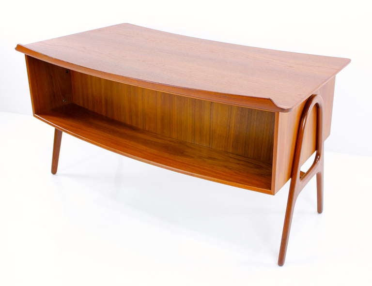 Scandinavian Modern Curvaceous Danish Modern Teak Desk Designed by Svend Madsen For Sale