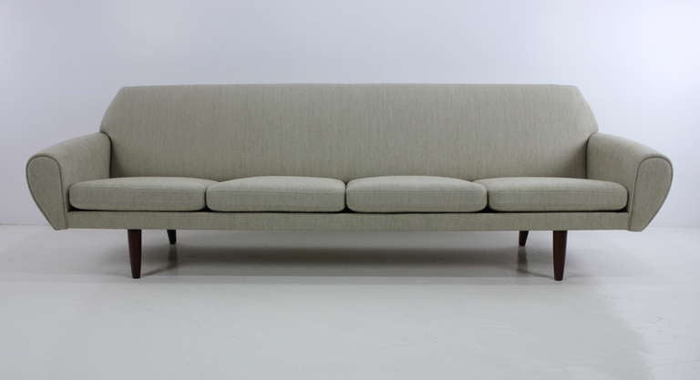 Scandinavian Modern Dramatic Danish Modern Four-Place Sofa Designed by Johannes Andersen For Sale