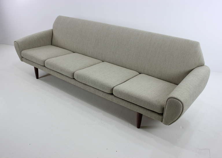 20th Century Dramatic Danish Modern Four-Place Sofa Designed by Johannes Andersen For Sale