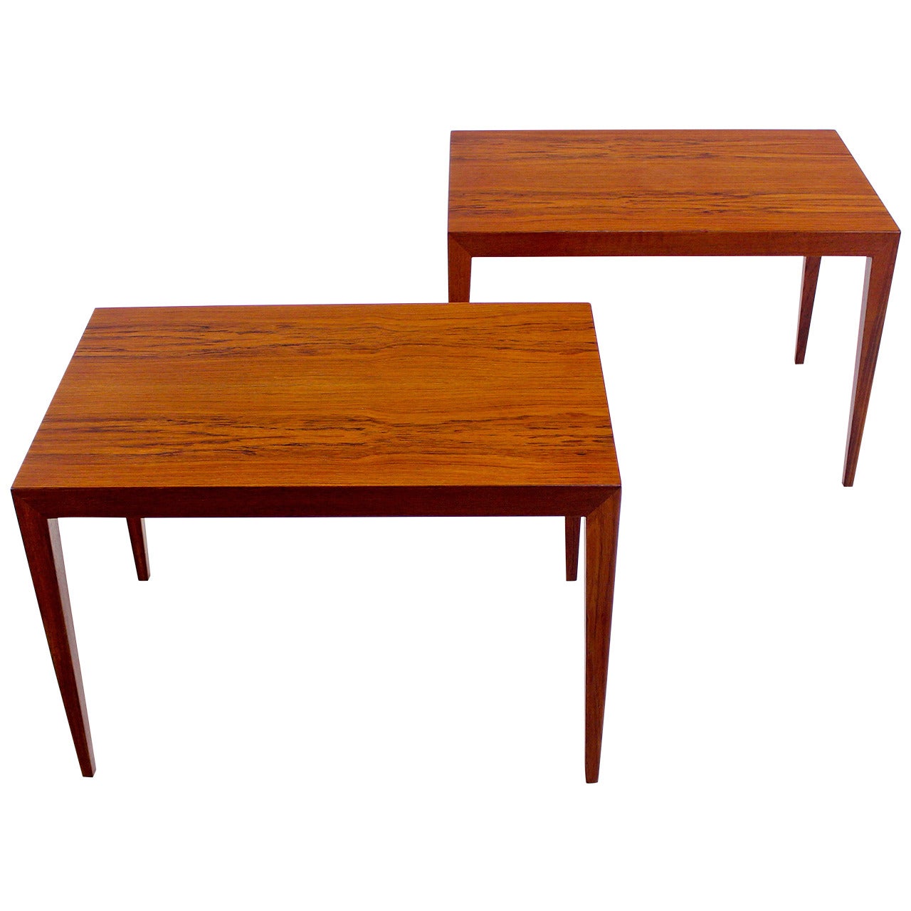 Extraordinary Pair of Danish Modern End Tables Designed by Severin Hansen For Sale