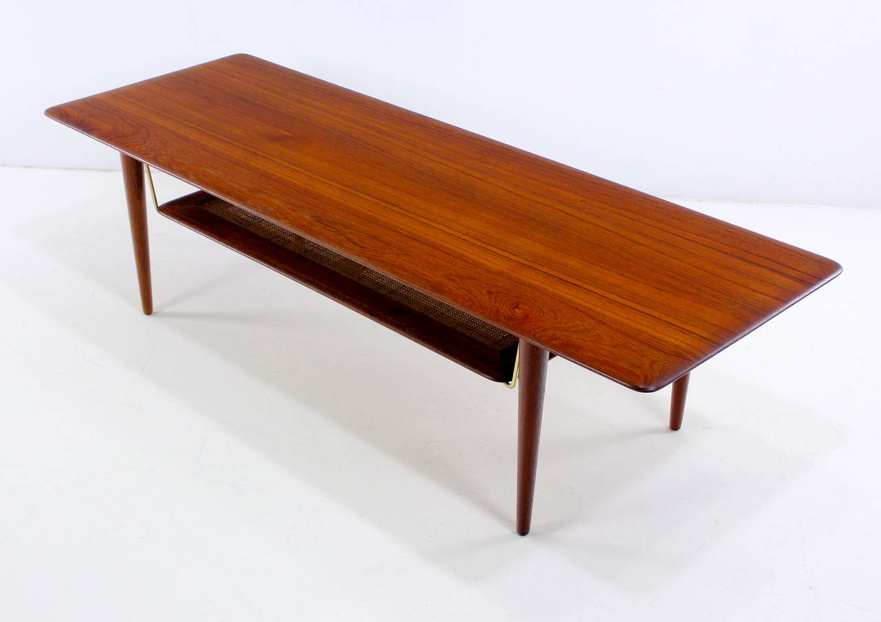 Scandinavian Modern Danish Modern Solid Teak Cocktail or Coffee Table Designed by Peter Hvidt For Sale