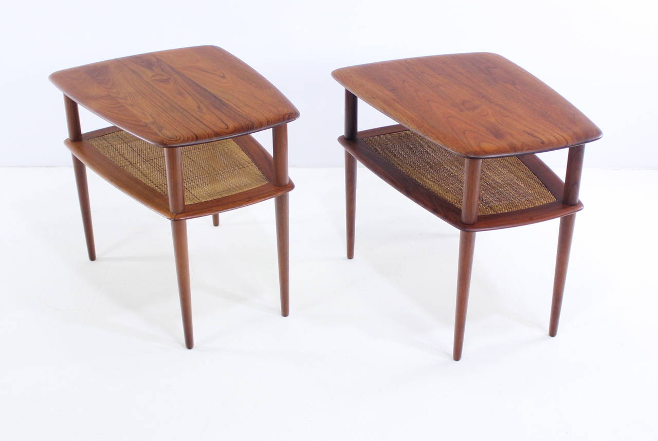 Pair of Danish Modern Solid Teak End or Side Tables Designed by Peter Hvidt In Excellent Condition For Sale In Portland, OR
