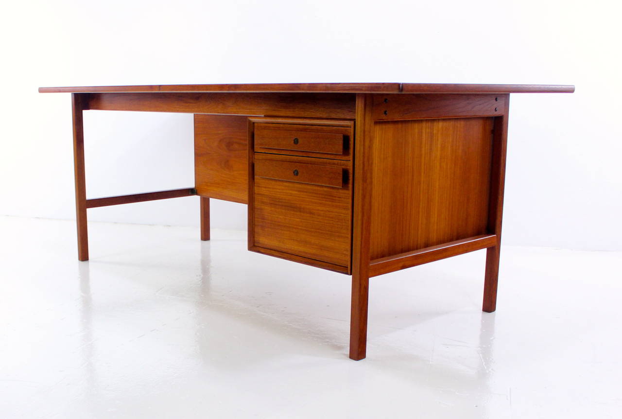 20th Century Impressive Danish Modern Teak Executive Desk For Sale