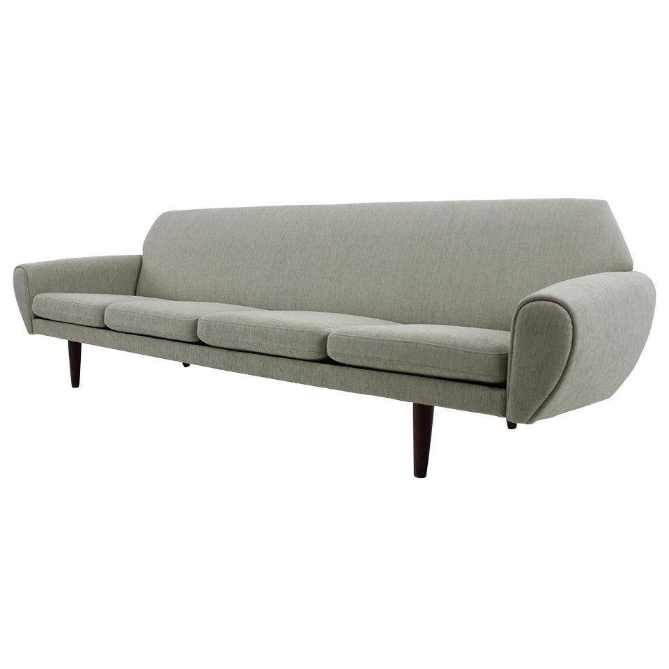 Dramatic Danish Modern Four-Place Sofa Designed by Johannes Andersen For Sale