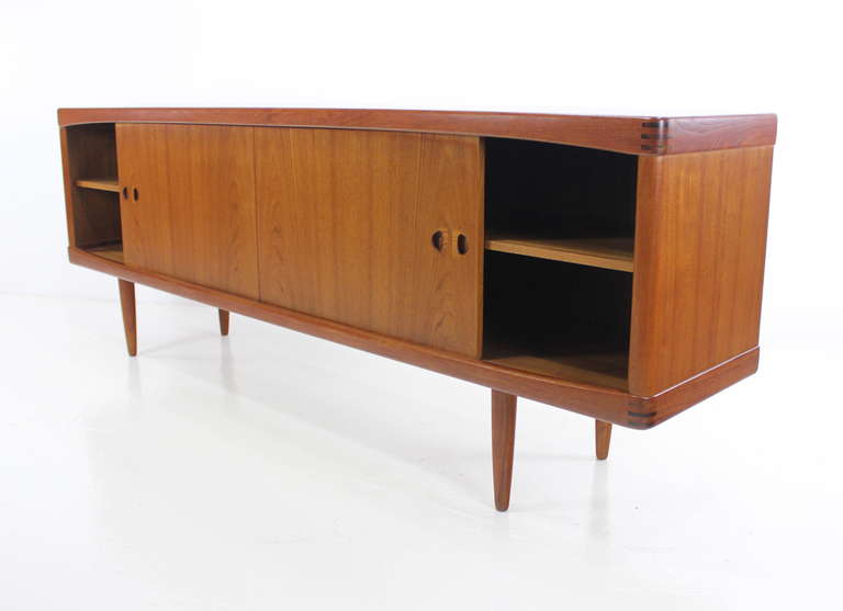 Danish Modern Teak Credenza Designed by H.W. Klein In Excellent Condition For Sale In Portland, OR