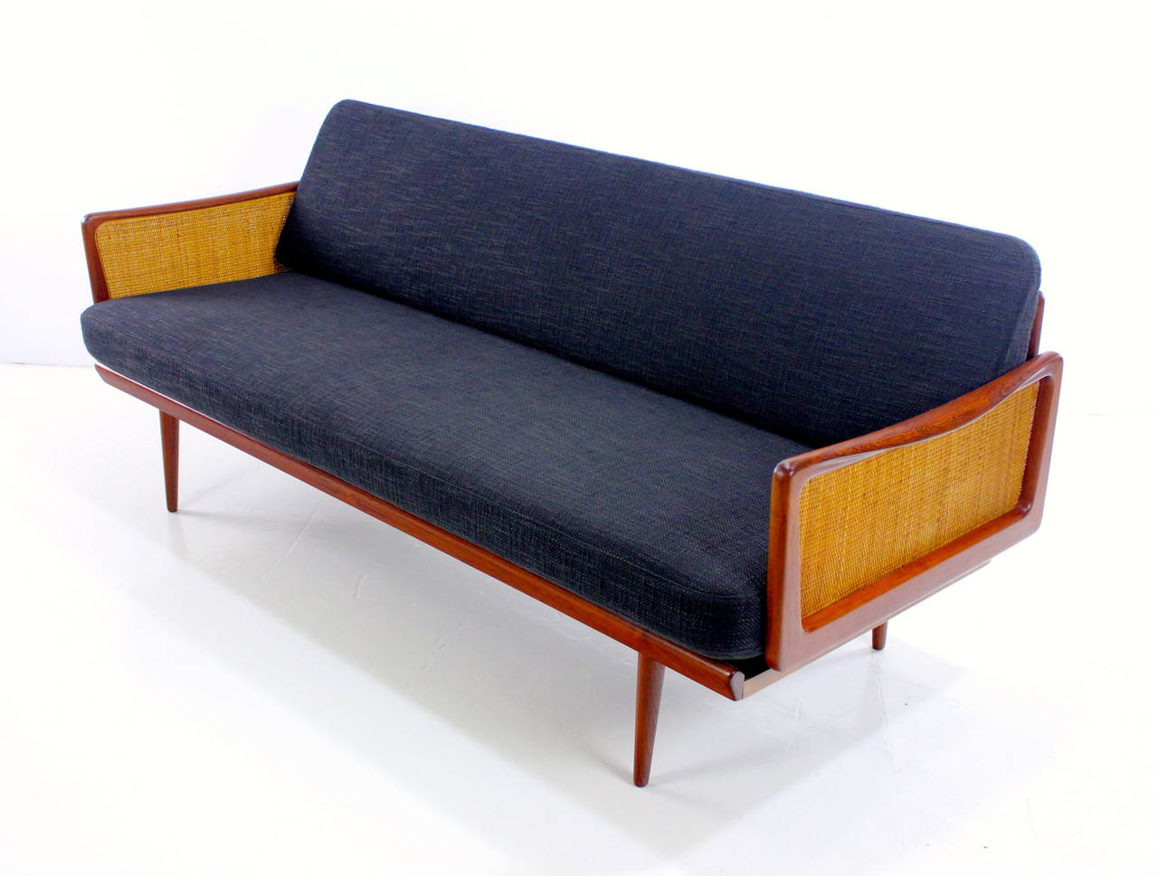 Danish Modern Teak and Caned Sofa Designed by Peter Hvidt