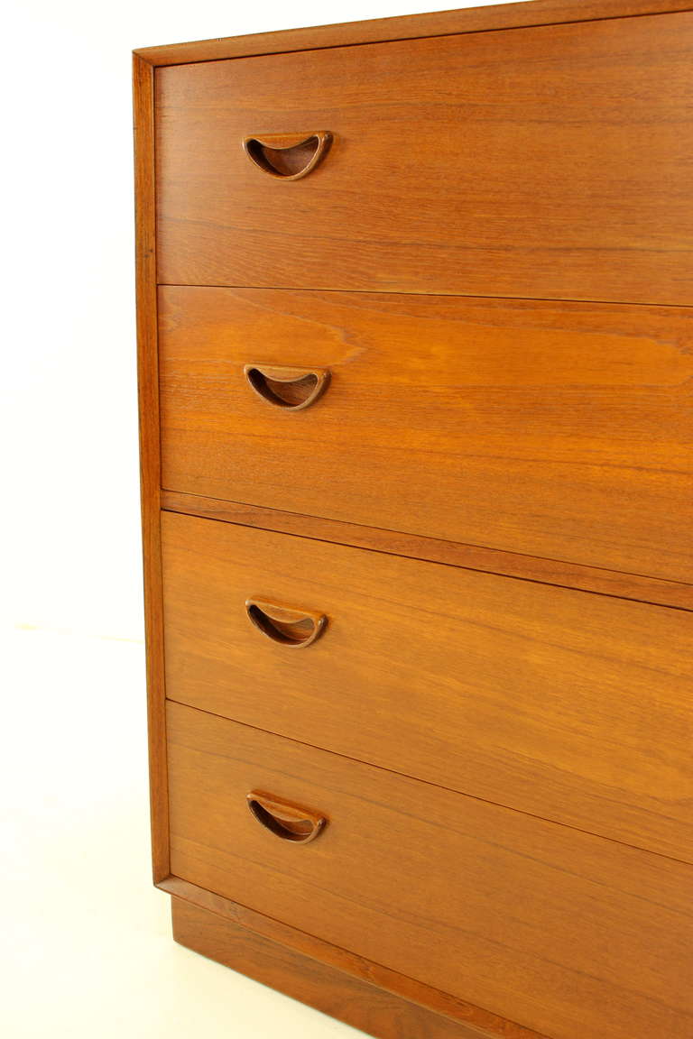 Danish Modern Solid Plank Teak Cabinet/Desk/Dresser Designed by Peter Hvidt For Sale 1