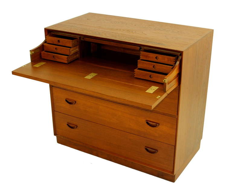 20th Century Danish Modern Solid Plank Teak Cabinet/Desk/Dresser Designed by Peter Hvidt For Sale