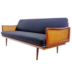 Danish Modern Teak and Caned Sofa Designed by Peter Hvidt