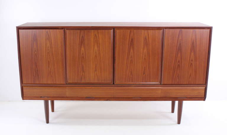 Tall Danish Modern Teak Credenza Designed by Henning Kjaernulf