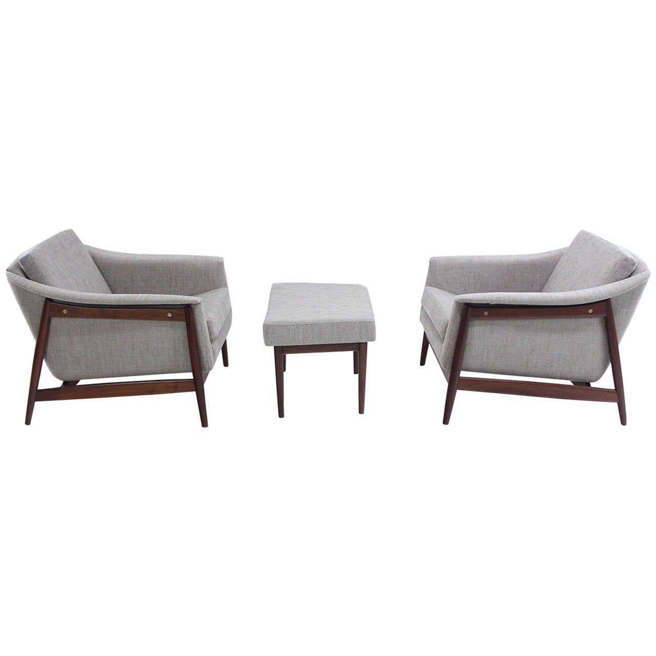 Pair of Extraordinary Danish Modern Armchairs and Ottoman by DUX For Sale