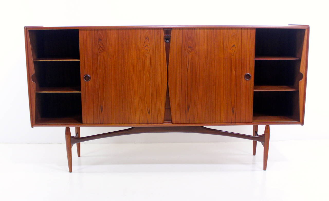 20th Century Exceptional Danish Modern Teak Credenza with Dazzling Detailing For Sale
