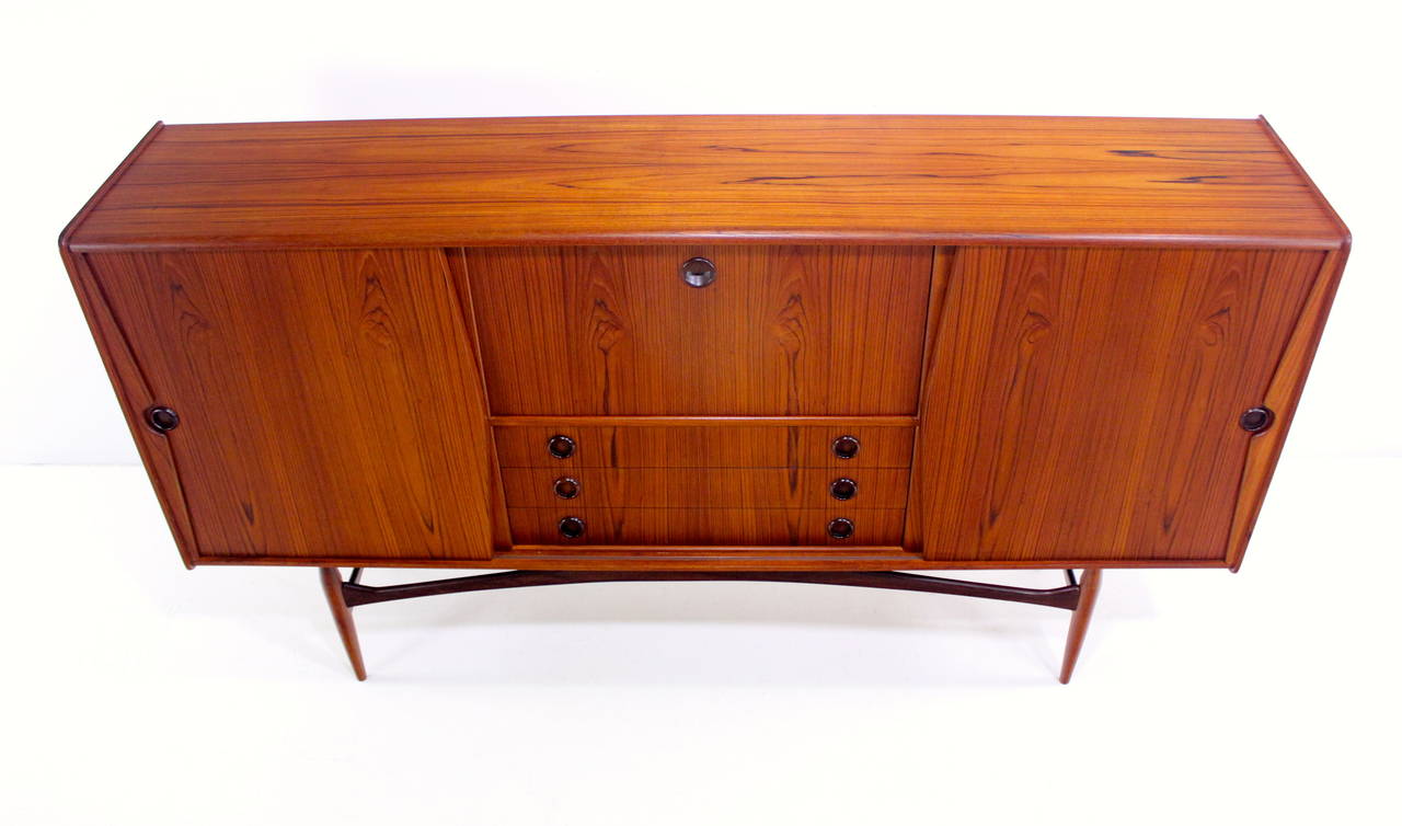 Exceptional Danish Modern Teak Credenza with Dazzling Detailing For Sale 3