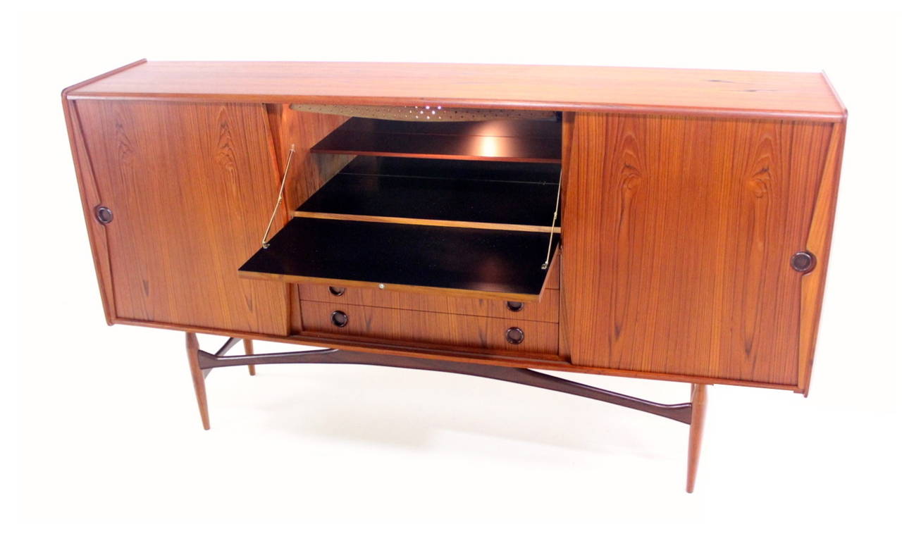 Exceptional Danish Modern Teak Credenza with Dazzling Detailing For Sale 2