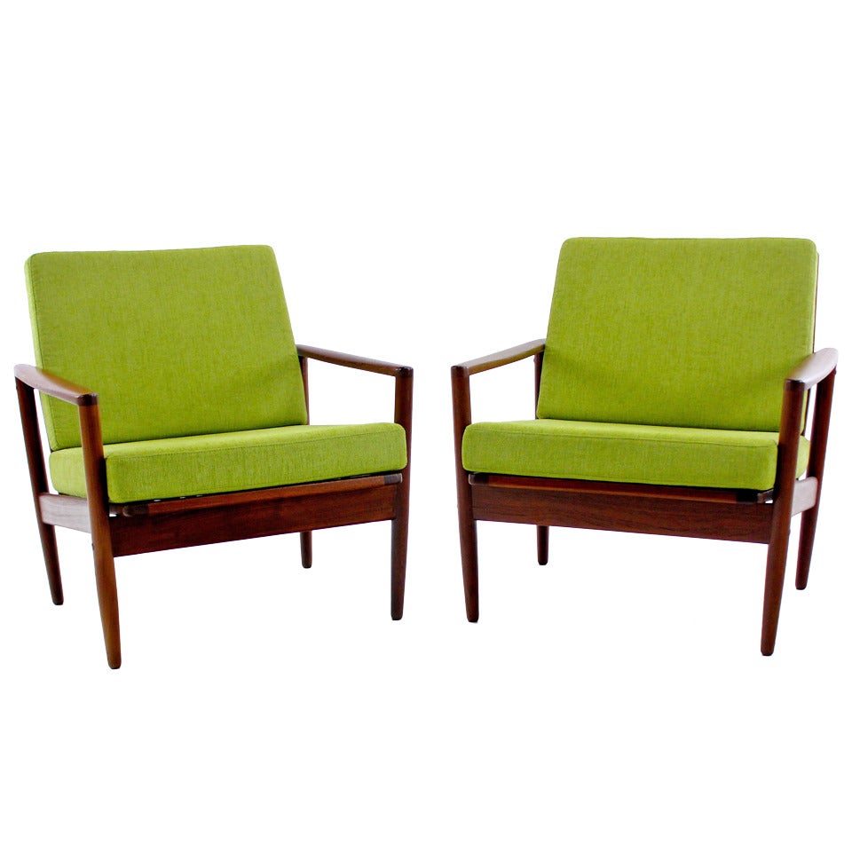 Pair of Danish Modern Teak Arm Chairs Designed by Grete Jalk For Sale