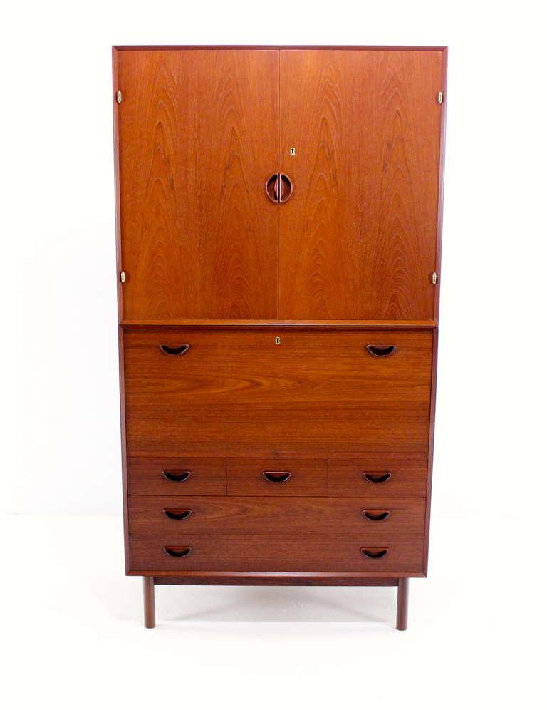 Scandinavian Modern Danish Modern Solid Teak Double Cabinet Designed by Peter Hvidt For Sale