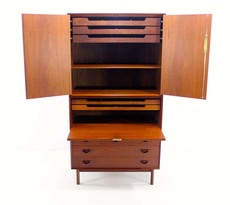 20th Century Danish Modern Solid Teak Double Cabinet Designed by Peter Hvidt For Sale