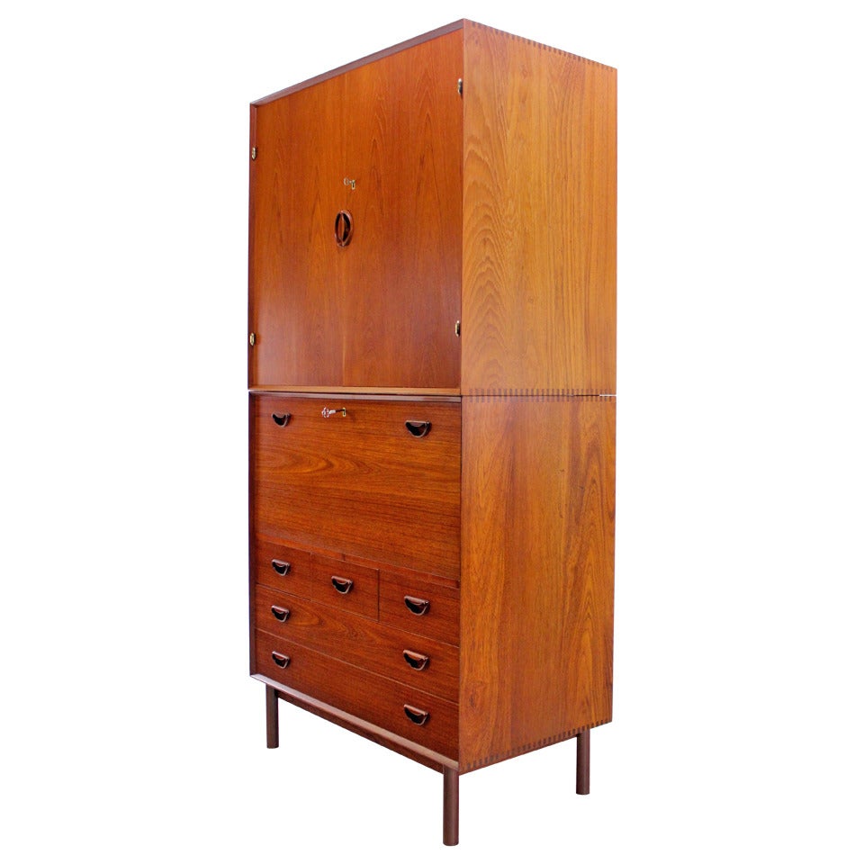 Danish Modern Solid Teak Double Cabinet Designed by Peter Hvidt For Sale