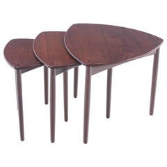 Retro Three Danish Modern Nesting Tables by A. Bender Madsen & Ejner Larsen