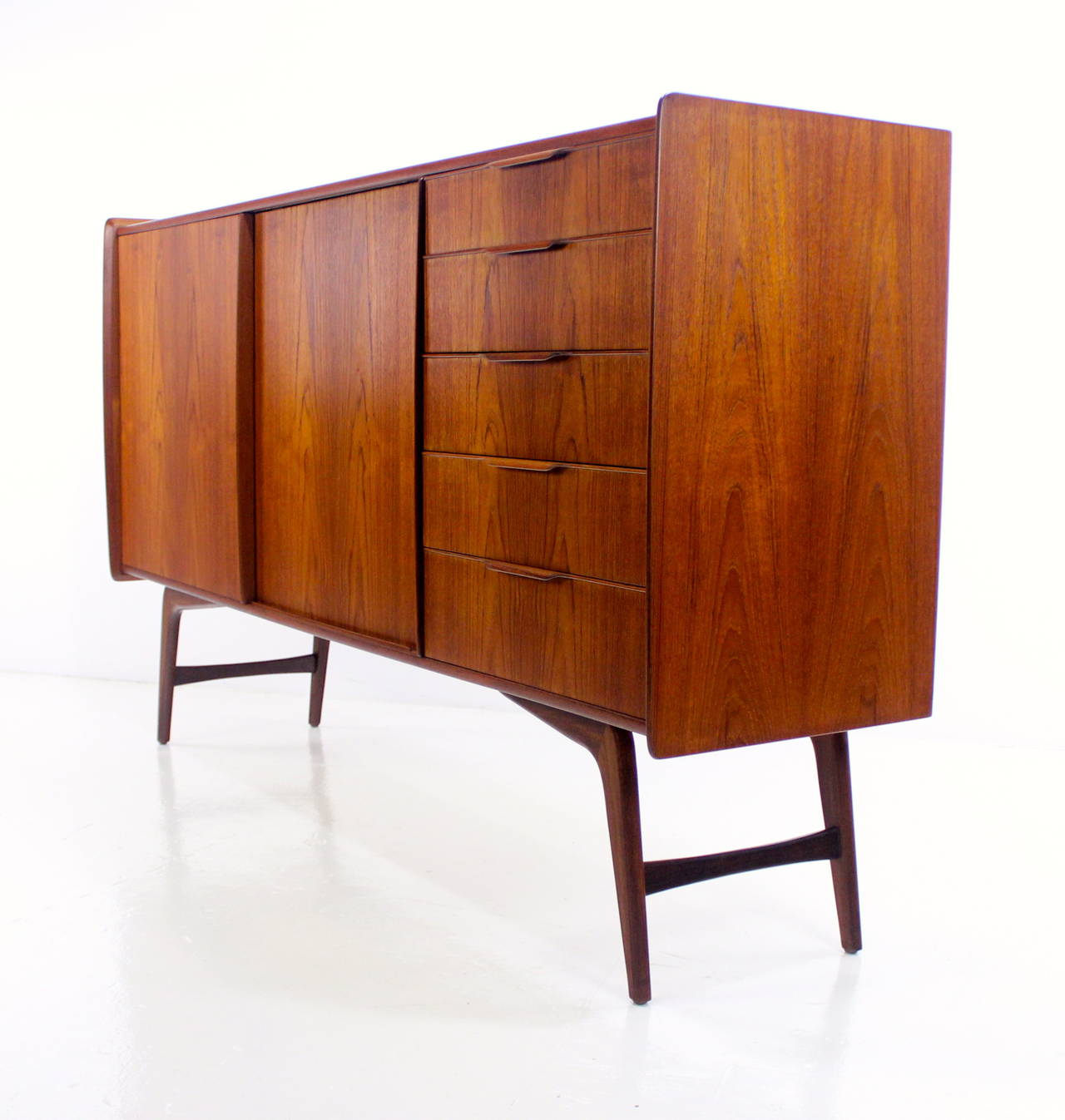 Early Danish Modern Teak Credenza Designed by Harry Ostergaard In Excellent Condition For Sale In Portland, OR